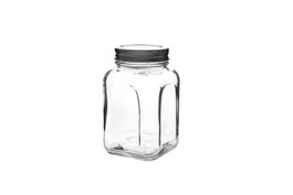 Hermia Tarro de Cristal con Tapa Plateada 660 ml - Elegante Contenedor de Almacenamiento para Cocina y Comedor, 8.5 x 8.5 x 14 cm